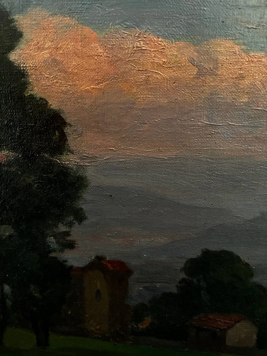 Countryside landscape, sunset signed Lavauden.