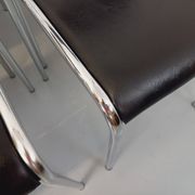 Set of 6 vintage Italian stackable chairs in chrome metal and skai.