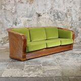 Canapé en rotin et velours par Maugrion pour Roche Bobois, 1980