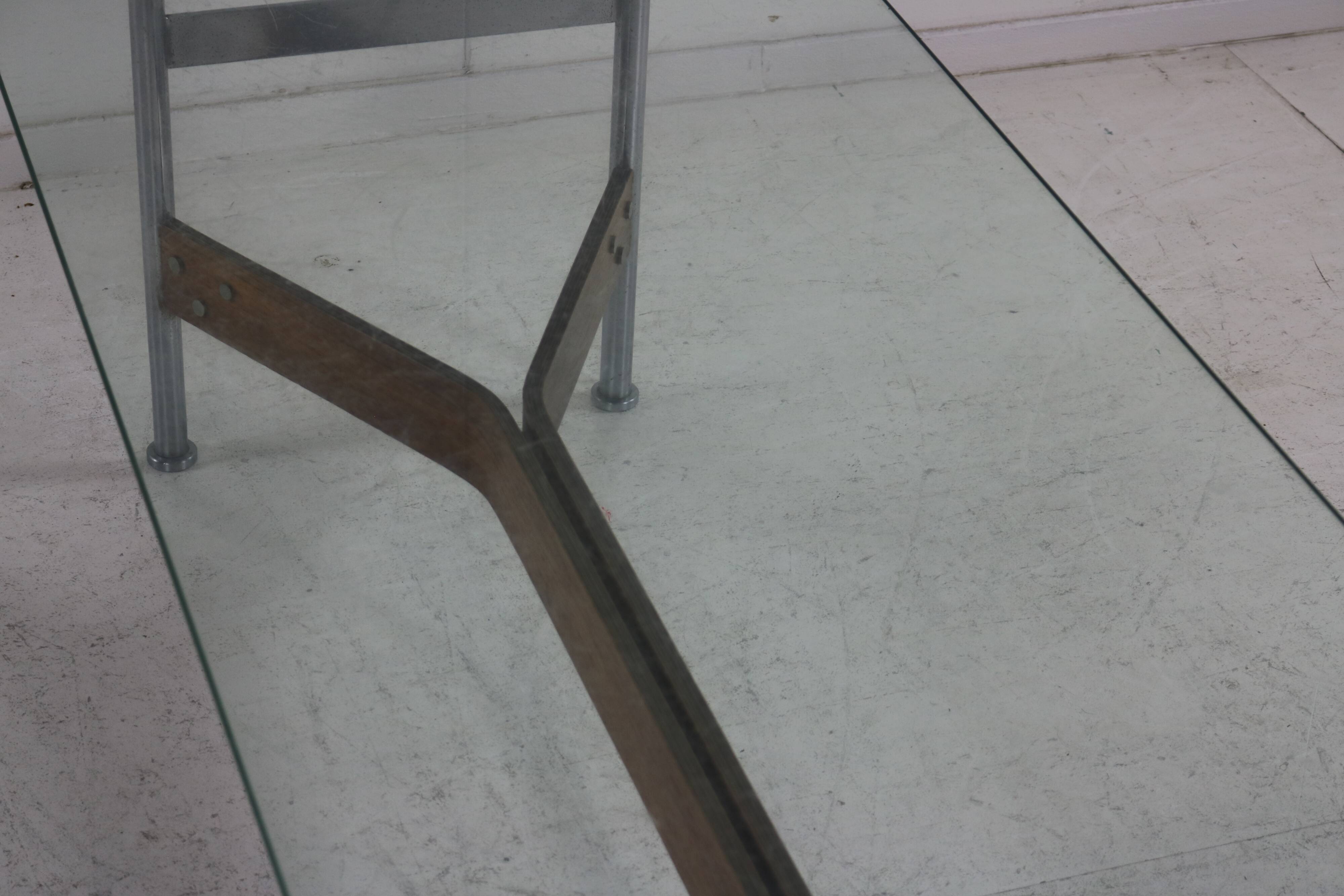Glass and rosewood coffee table in a 1960s design by Rudolf Glatzel for Fristho