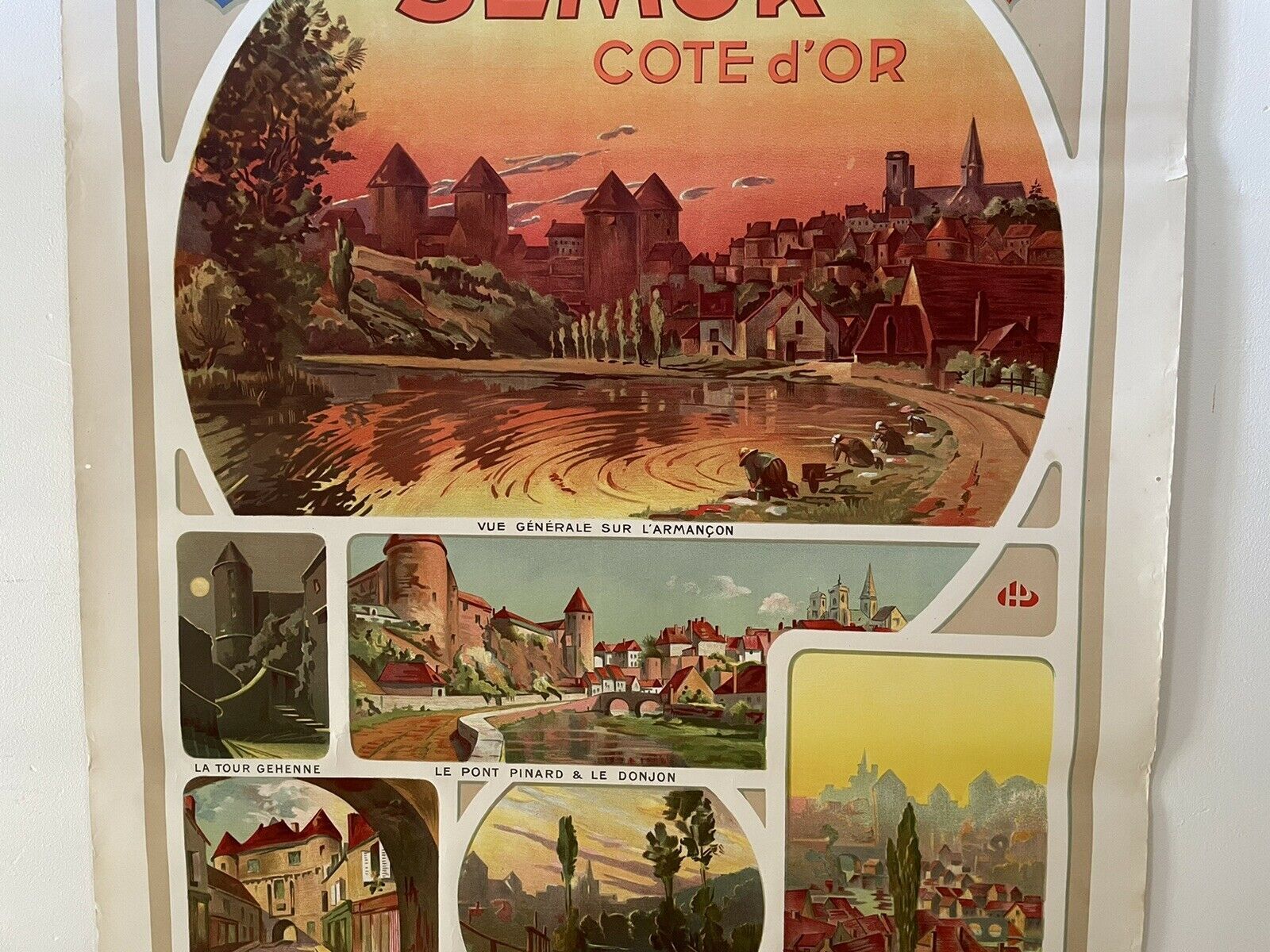 Original poster chemin de fer plm - semur en auxois, henri polard