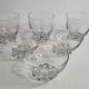 Set of Art Deco style engraved crystal bowls and glasses on spherical feet