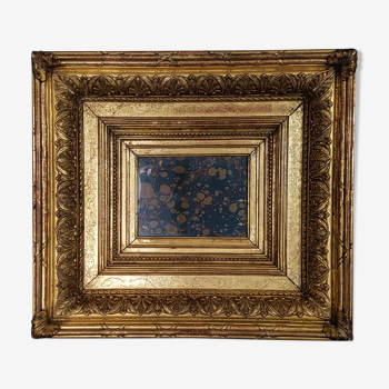 Frame around 1800 wood box and gilded stucco 34x31 cm, leaf 15x11.5 cm SB