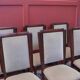 Six Art Deco chairs. Oak and original crushed velvet.