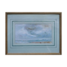 Watercolor painting marine seaside beach signed ar bonniec + frame