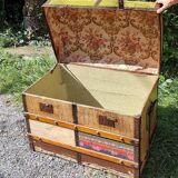 Wooden trunk vintage patchwork decor