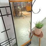 Wall coat rack vintage steel with mirror and shelf
