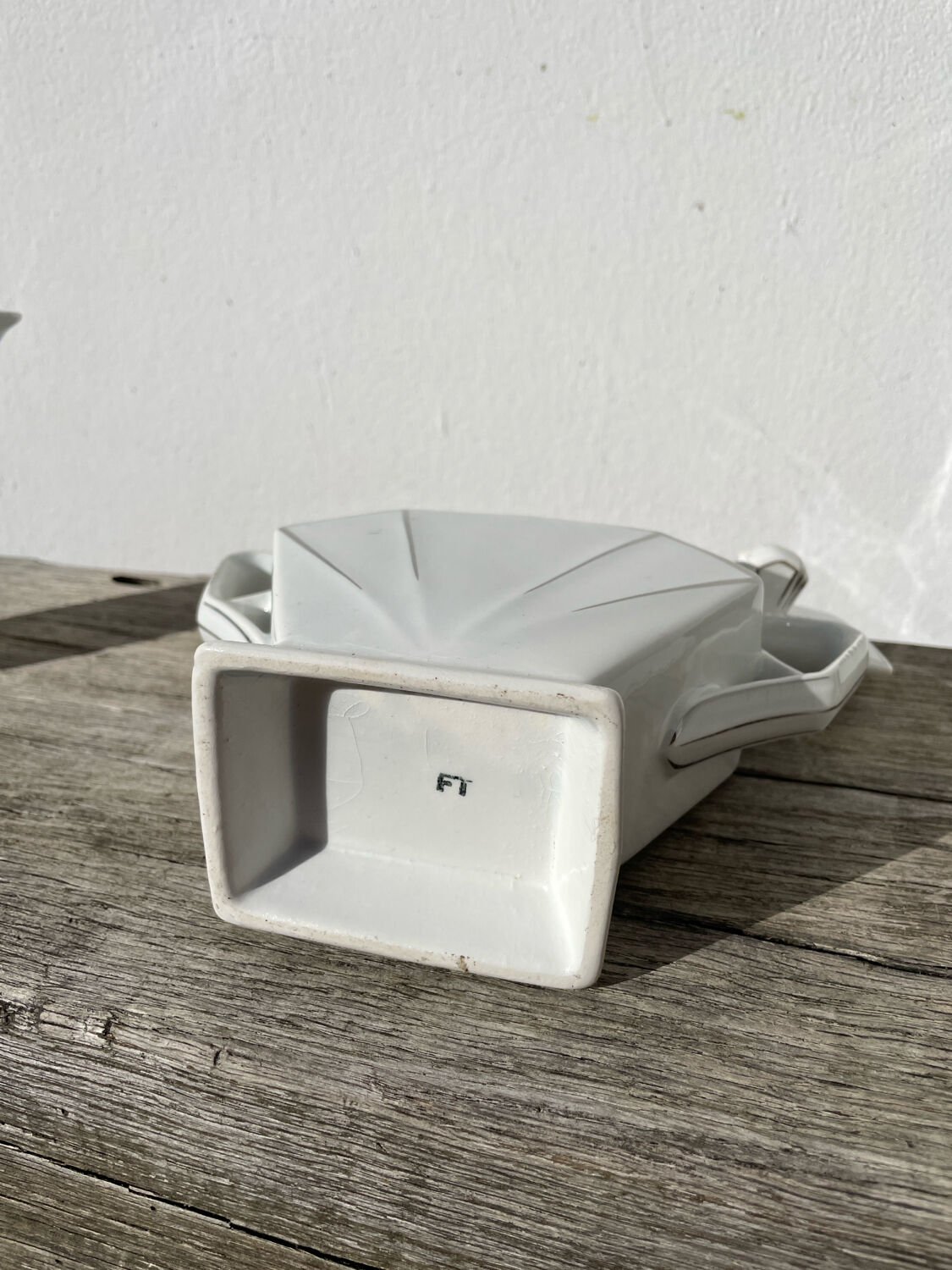 Art Deco teapot, 1930s, white and silver porcelain