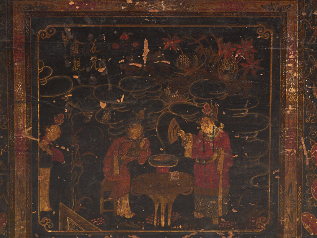 Antique chest painted in pine wood – China, around 1900