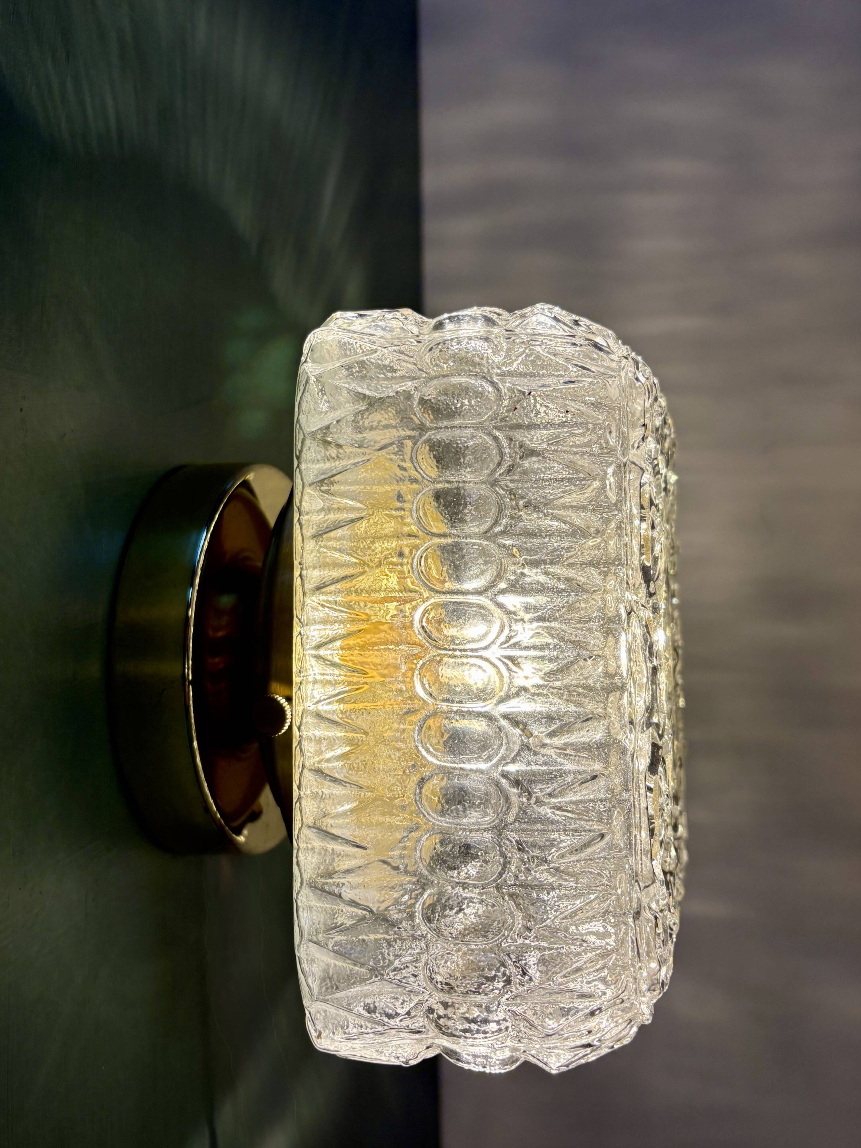 Vintage square globe wall or ceiling light in moulded glass