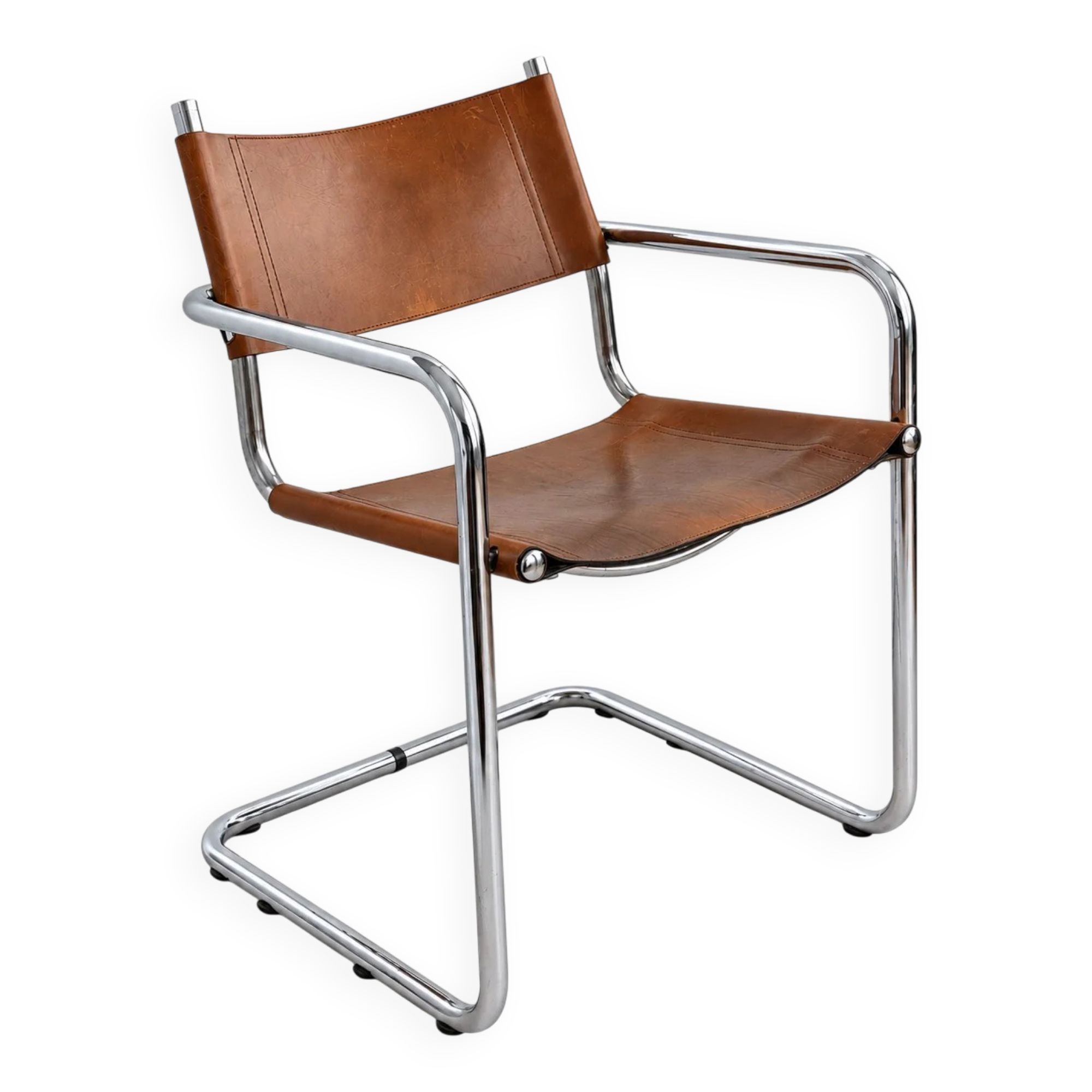 Bauhaus cantilever chair, cognac leather and chrome.