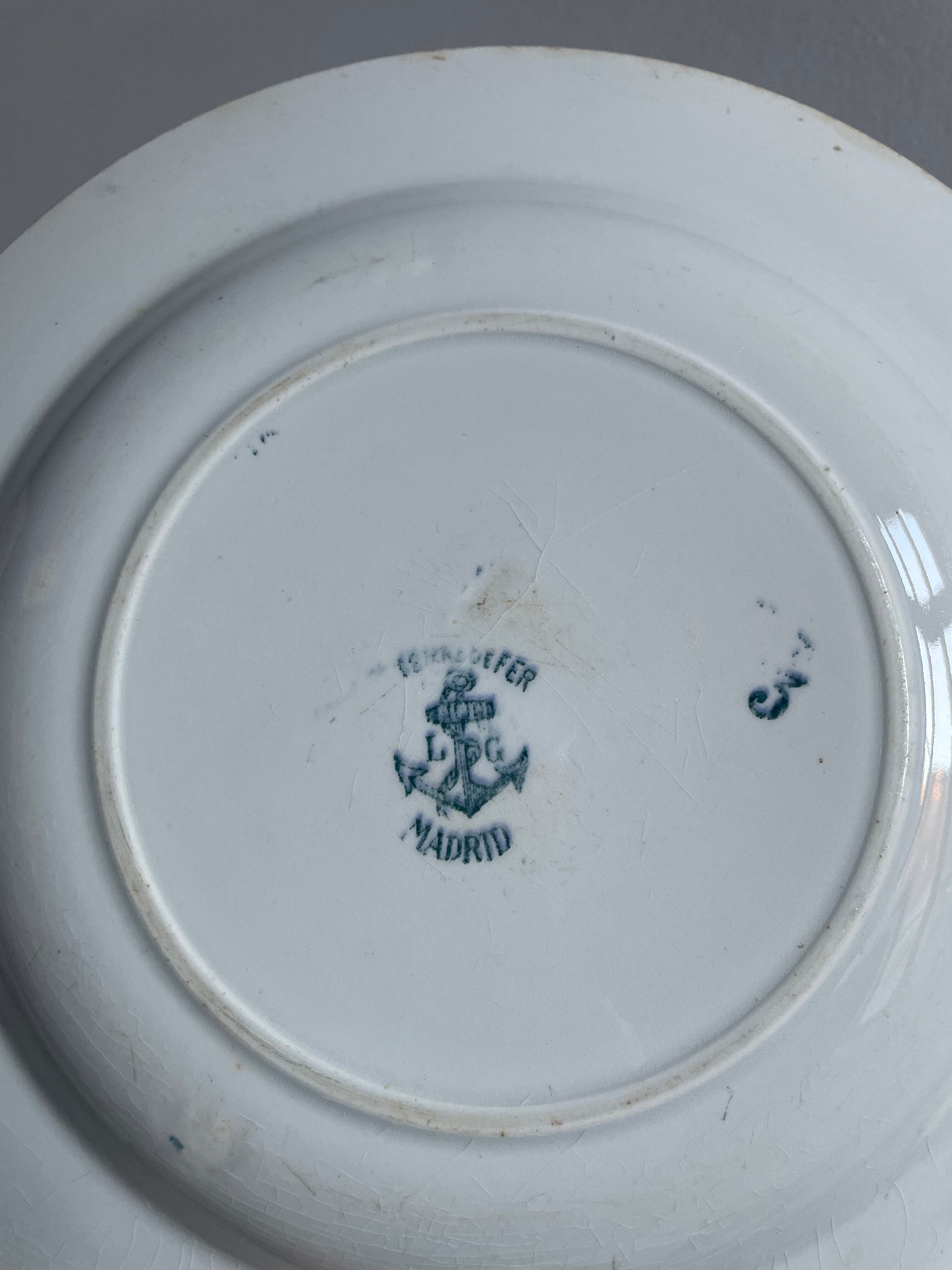 Set of 10 hollow plates Terre de Fer XIXth, model Madrid