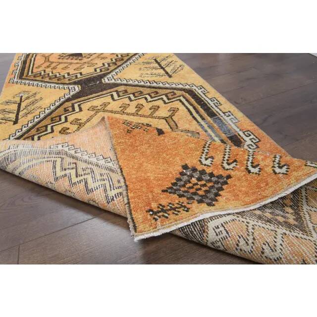 1970s Vintage Turkish Oushak Handmade Wool Runner 72x303