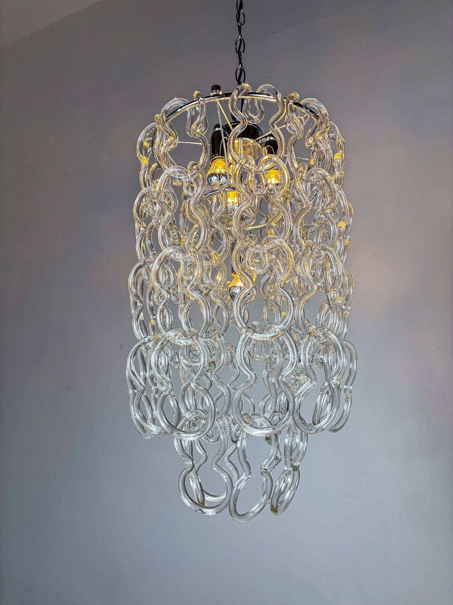 Giogali chandelier by Angelo Mangiarotti for Vistosi, Murano glass, Italy 1960s