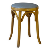 Tabouret bas Baumann en bois courbé et skaï, vers 1950-1960