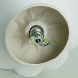 Vintage ceramic ceiling light or wall lamp flower shape white grey rose 80s