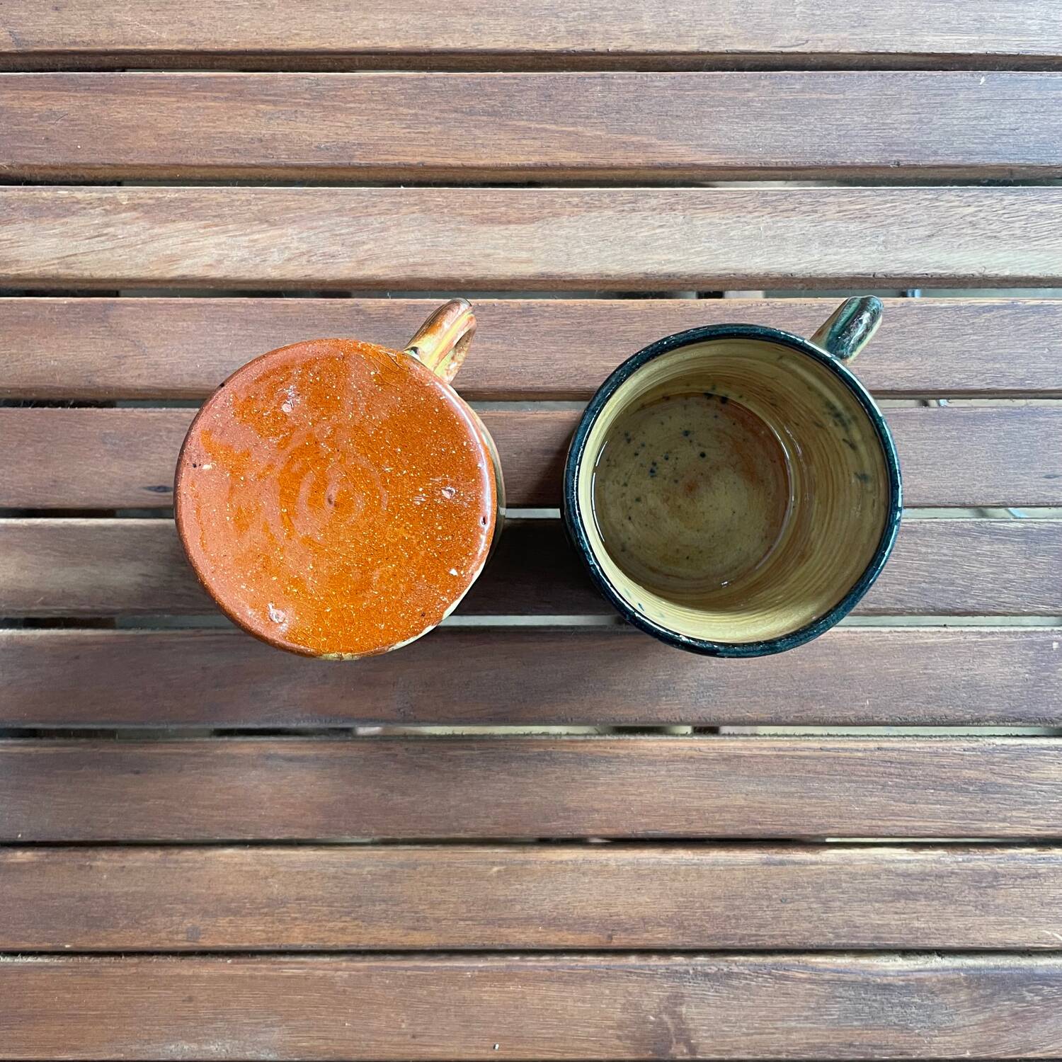 Set of 2 vintage painted ceramic coffee cups