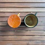 Set of 2 vintage painted ceramic coffee cups