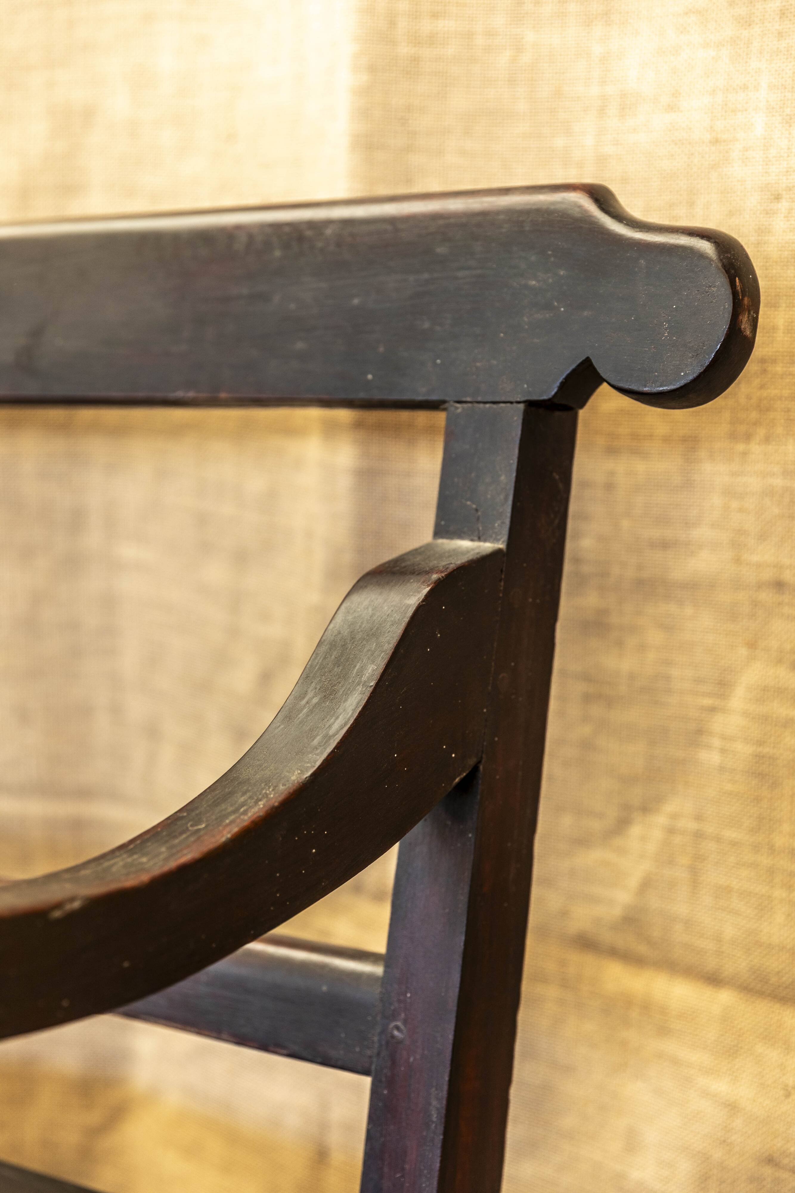Large black teak bench