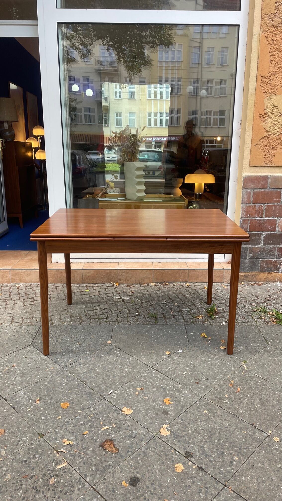 Vintage dining table from the 60s in extendable teak