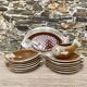 Fish plates, dish and sauce boat, Italian barbotine, 1970