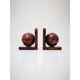 Art Deco bookends in polished solid burl wood