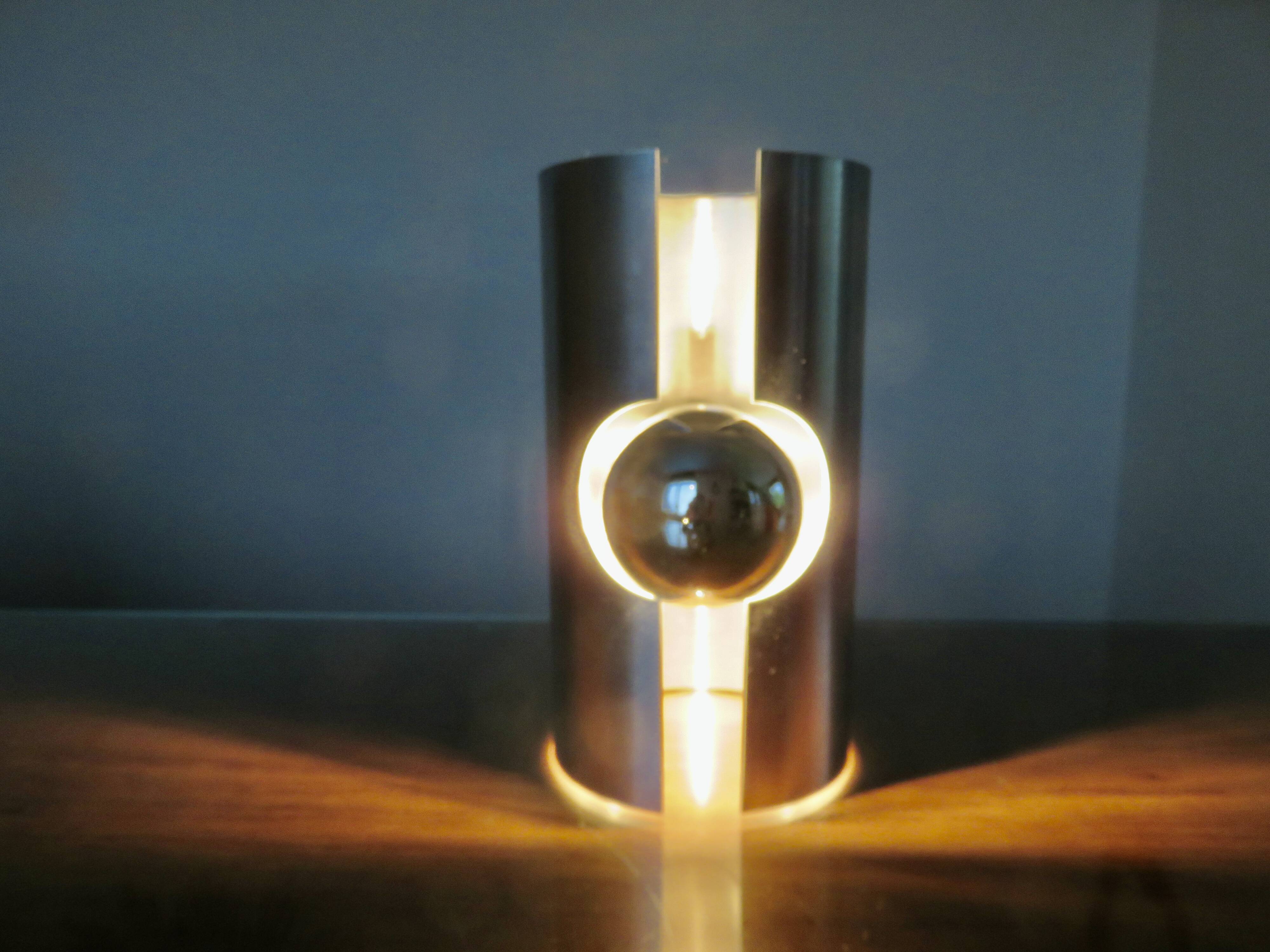 Pair of "oxar" brushed metal wall lights, space age, 1970