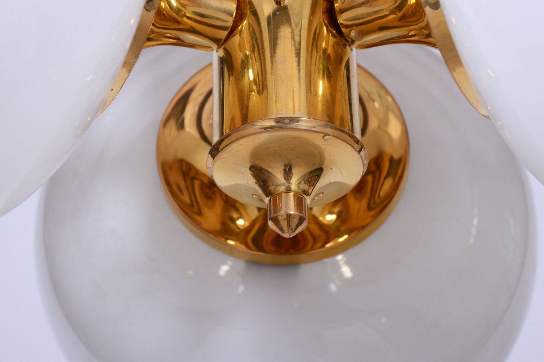 Mid-Century Chandelier in Brass and Glass by Kamenický Šenov, Czech, 1960s