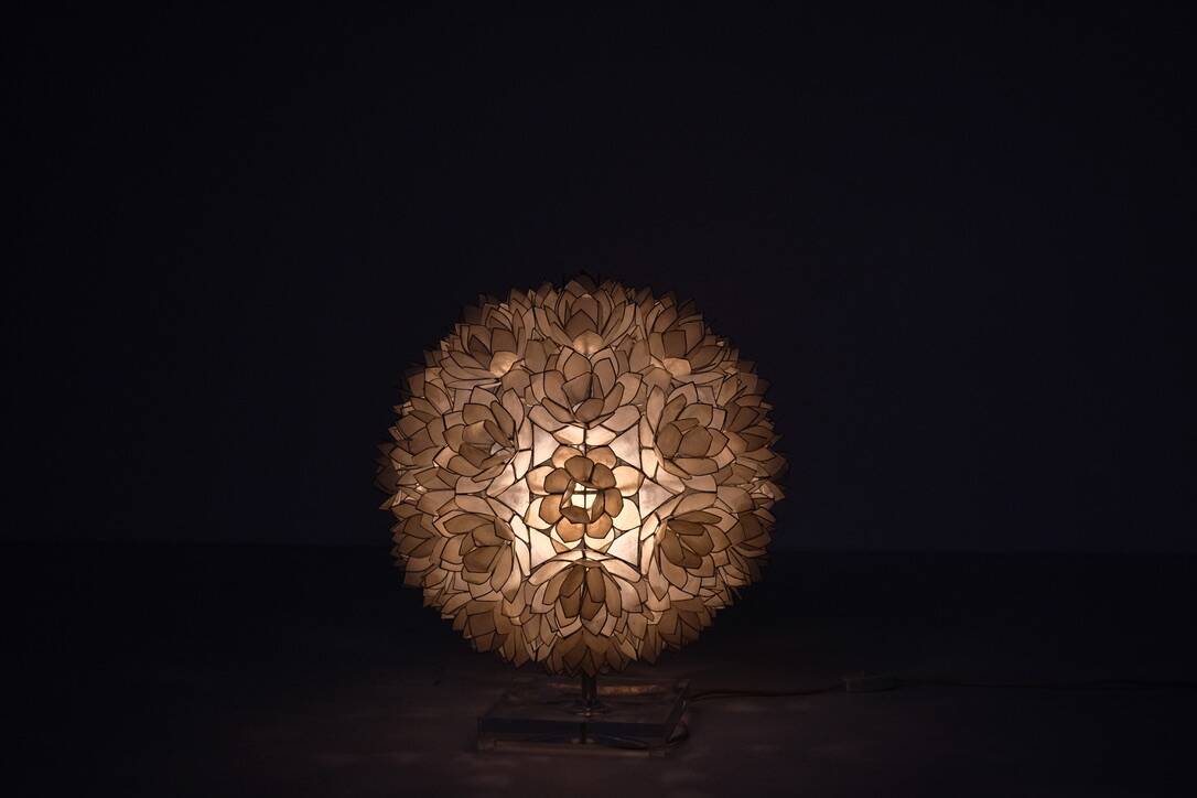 Mother-of-pearl table lamp by Rausch, Germany circa 1960s.