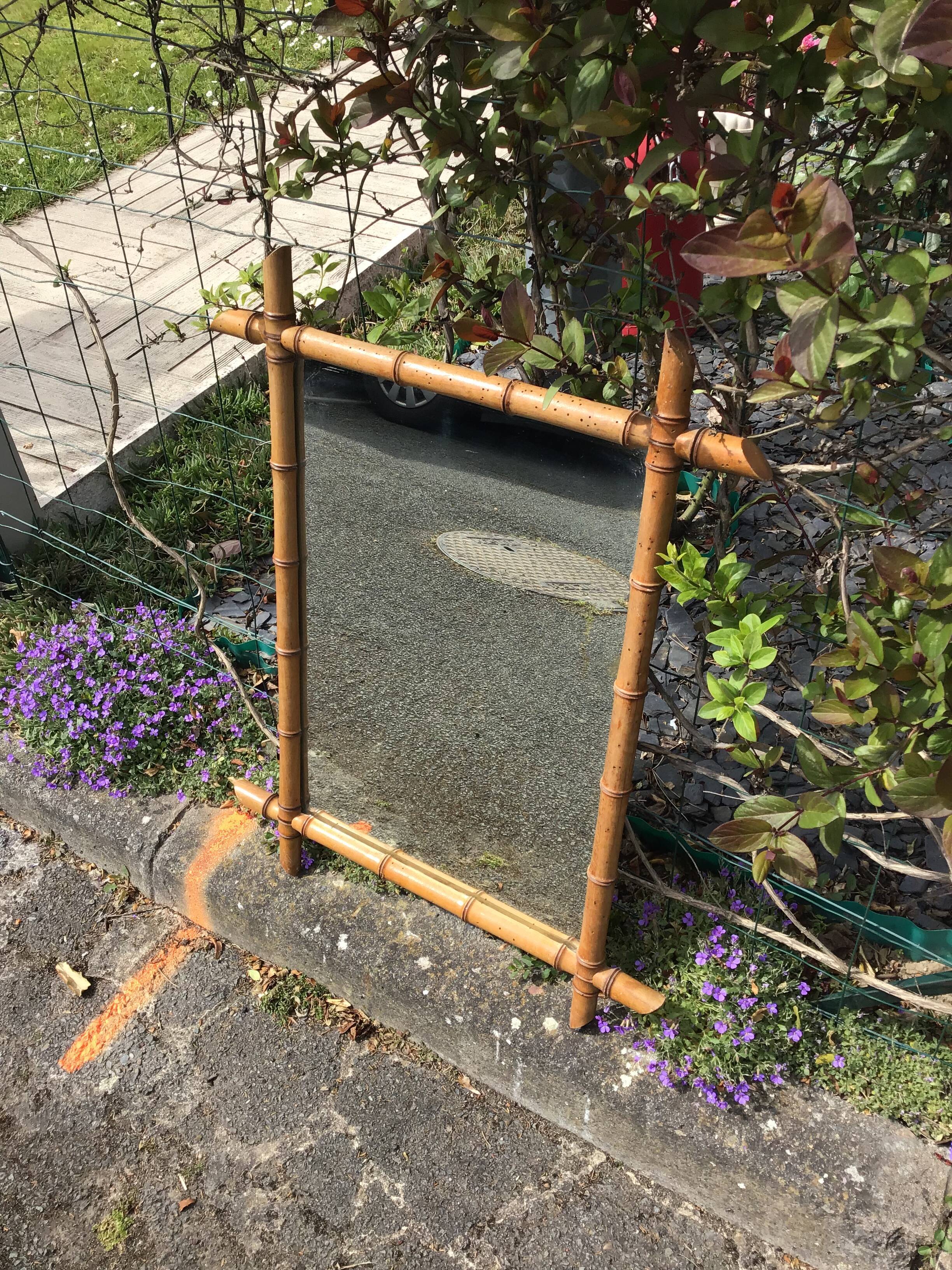 Vintage bamboo mirror 61x79cm