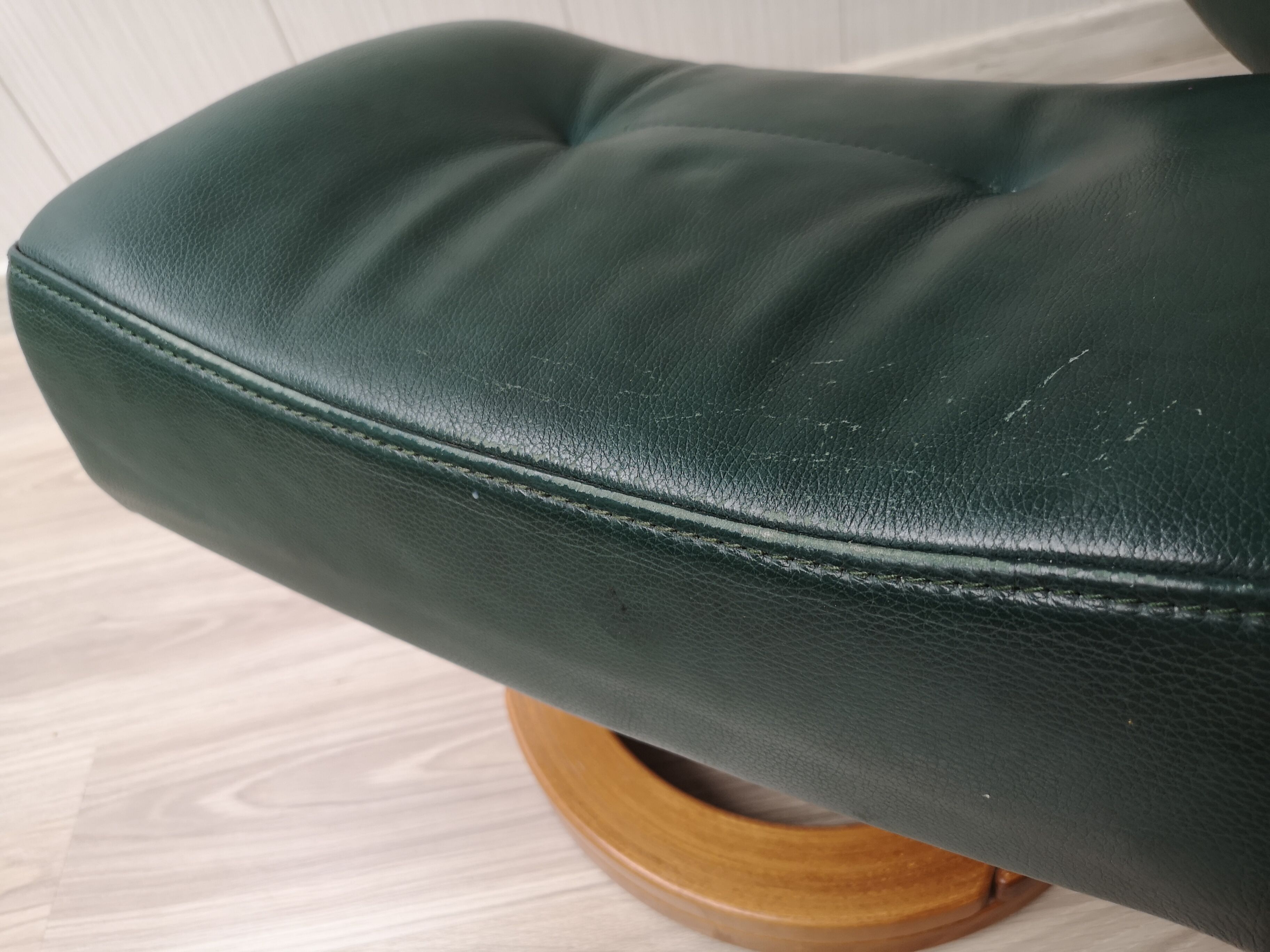 Mid - century leather armchair with footrest with relax function from himolla
