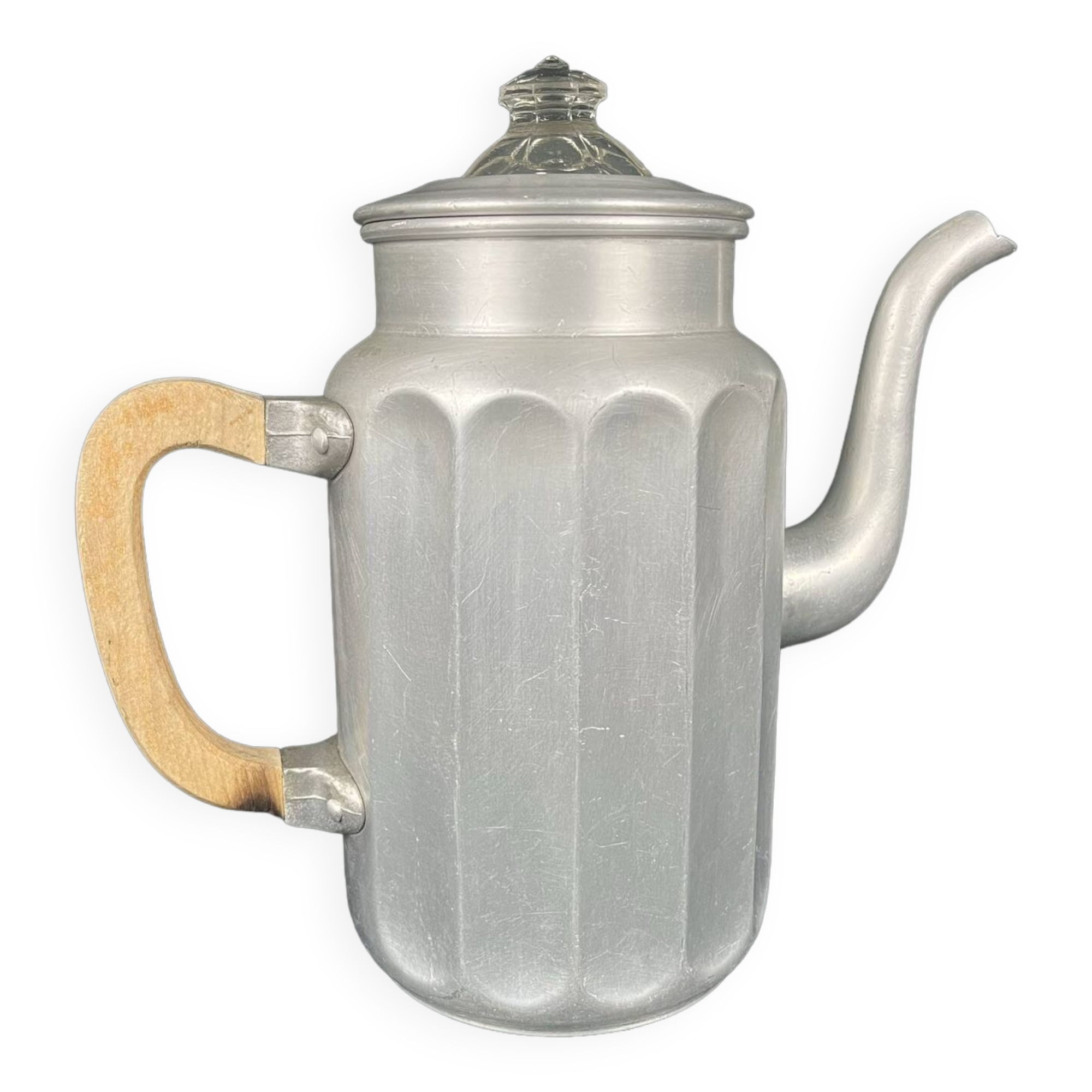 Art déco, verseuse en aluminium poignée bois vers 1930