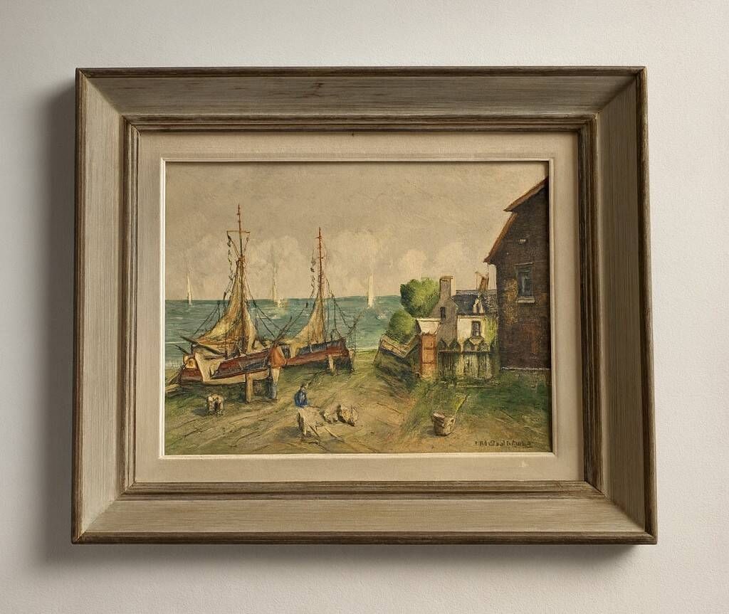Charles vaniscotte: oil painting on canvas / port in brittany