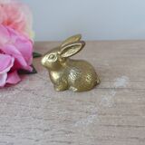 Figurine miniature lapin en laiton doré Vintage