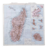 Old map of Madagascar island in 1950 43x43cm