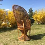 Emmanuelle wicker and rattan chair for adults 1970s