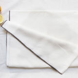 White upcycled linen tablecloth and towels