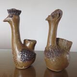 2 ceramic zoomorphic vases, signed 50s