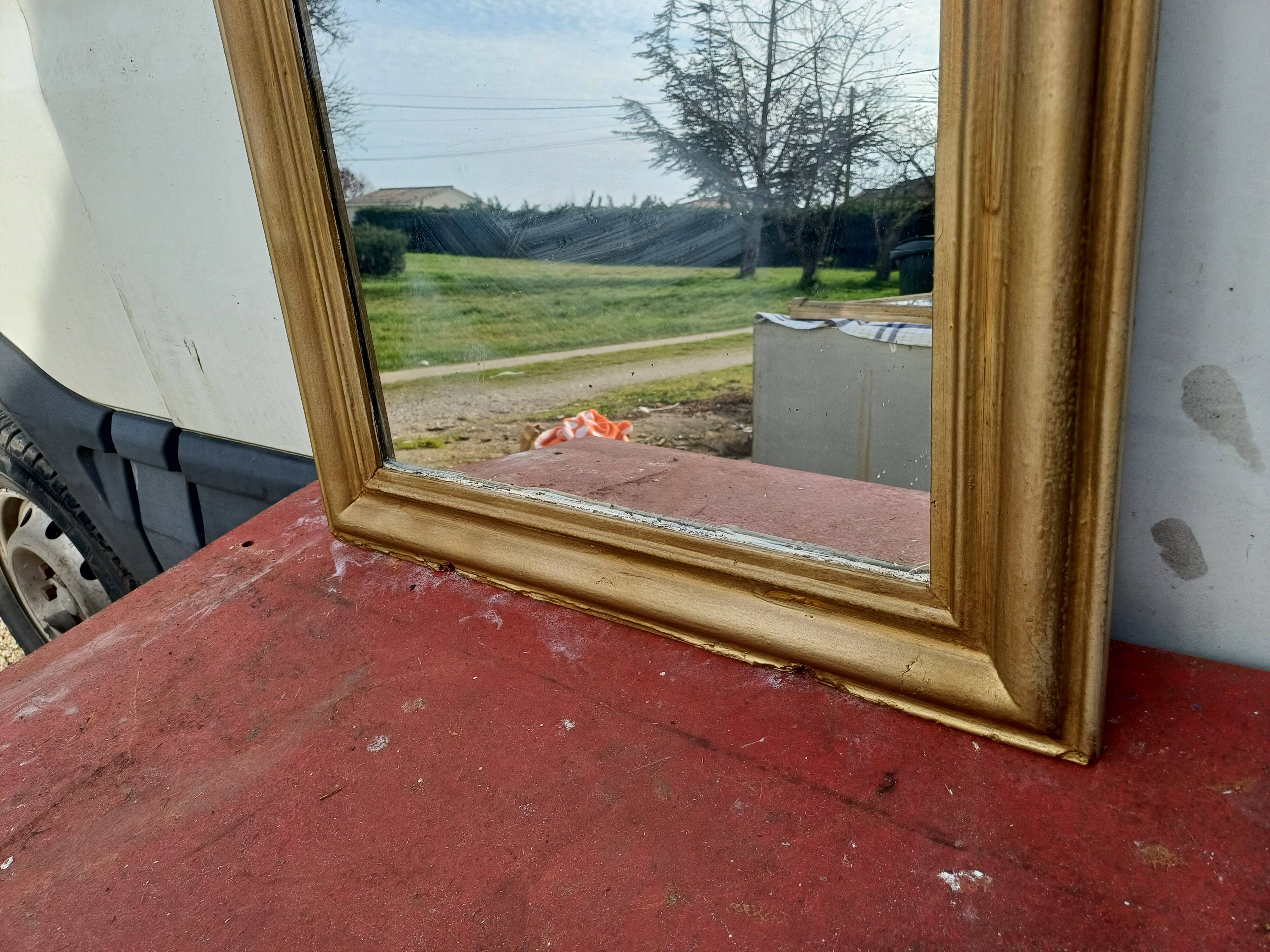 Napoleon III Mirror 19th Century Wood and Gilded Stucco