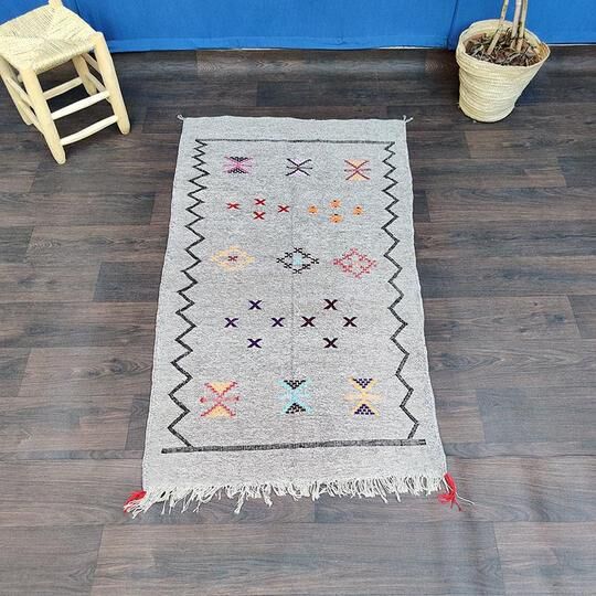 Moroccan carpet ethnic grey 85 x155 cm