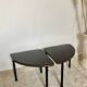 Pair of vintage 1960s side tables – wood veneer & brass, metal legs