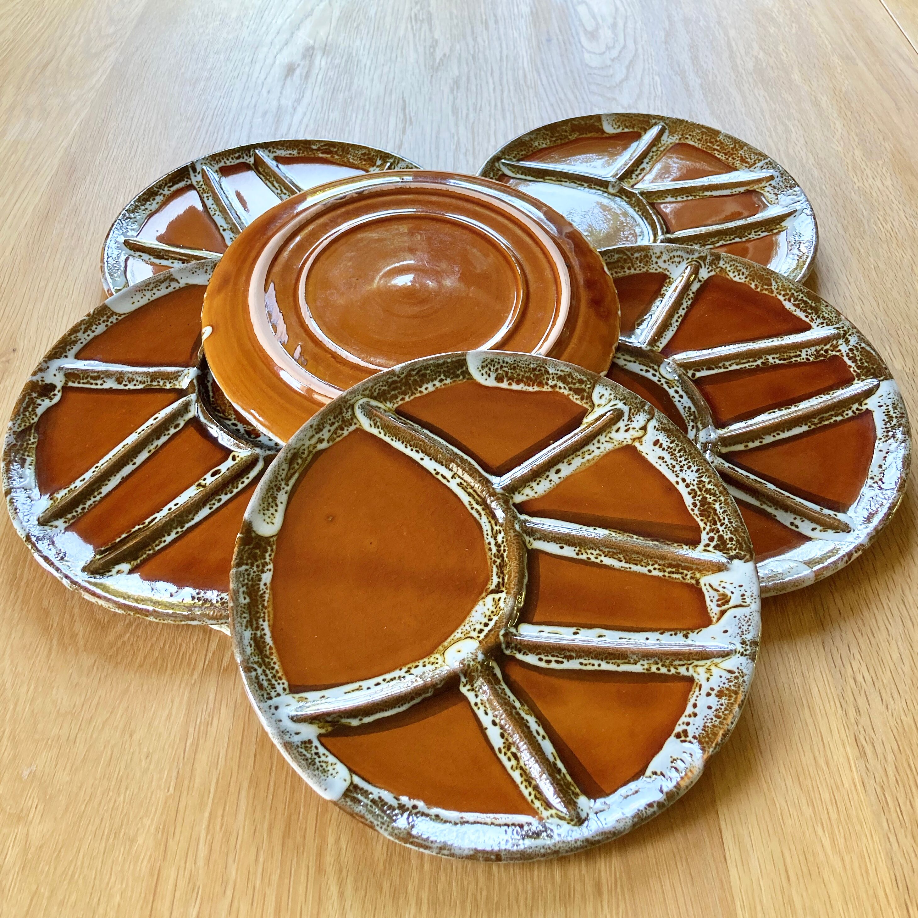 Vintage ceramic plates with compartments