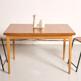 Vintage Scandinavian style dining table, side extensions