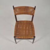 Chaise en teck et rotin, années 60