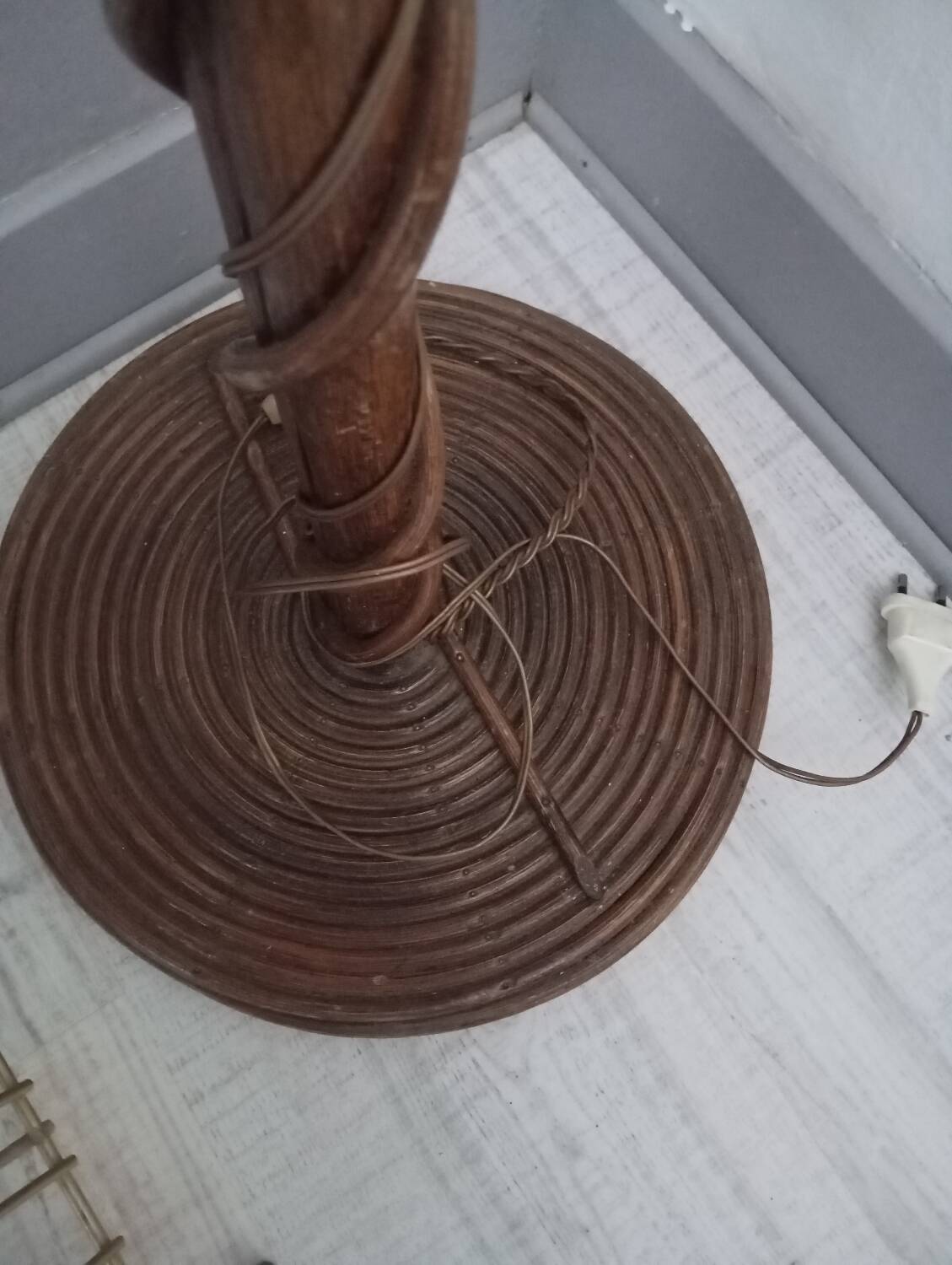 Louis Sognot rattan and bamboo floor lamp