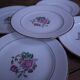 6 dessert plates in half porcelain with floral design KIFO Amandinoise
