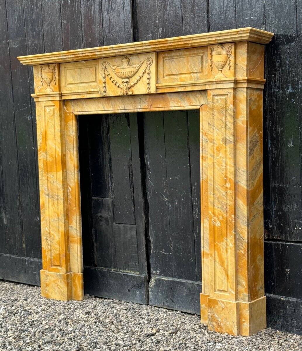 Louis XVI Style Fireplace In Yellow Siena Marble Circa 1880