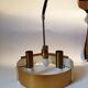 Italian 3-light suspension UFO brushed aluminium and golden brass 1970