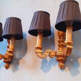 Pair of 1930s wall lights in neo-classical style gilded wood