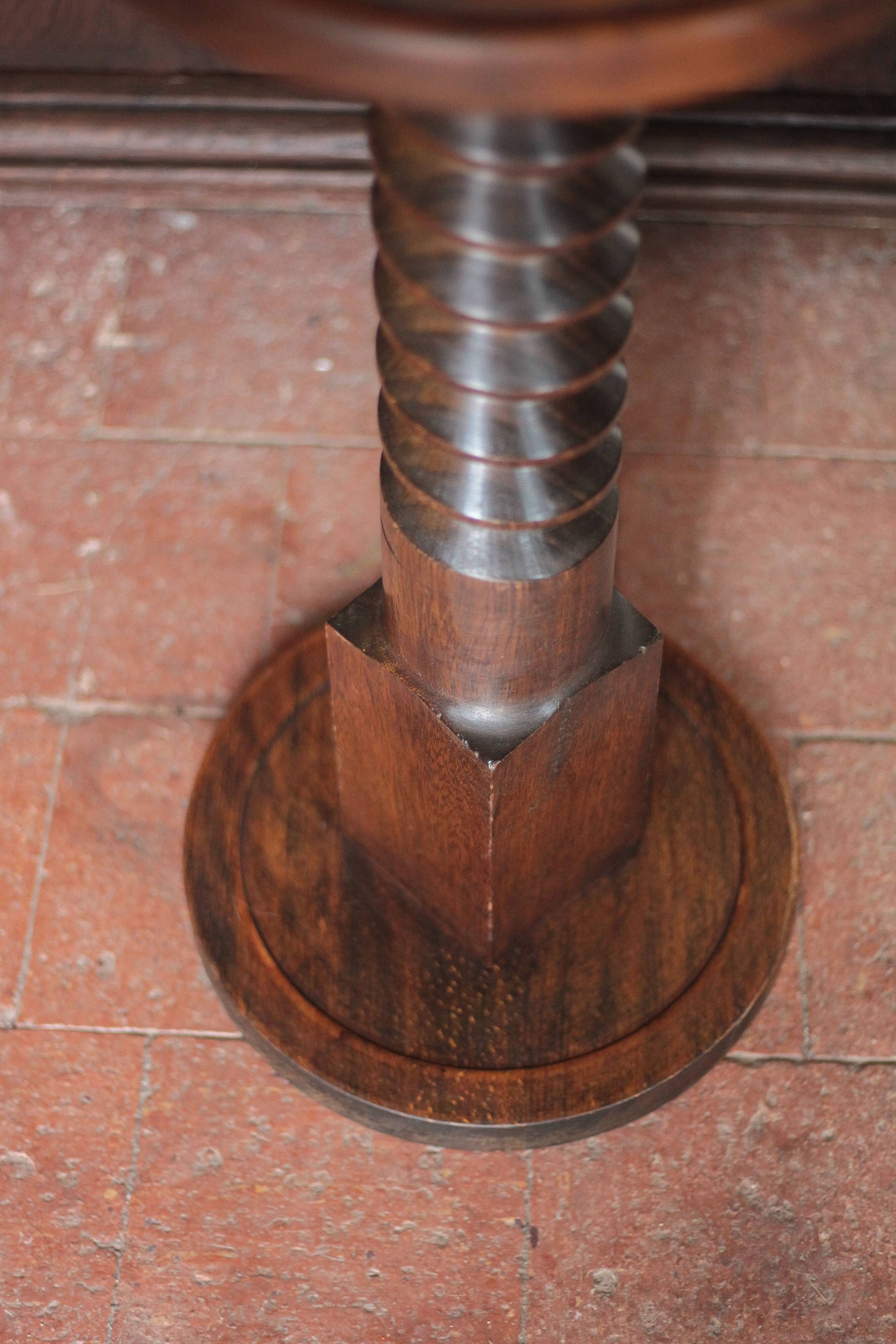 Vintage column, press screw column, wooden saddle, turned wooden foot